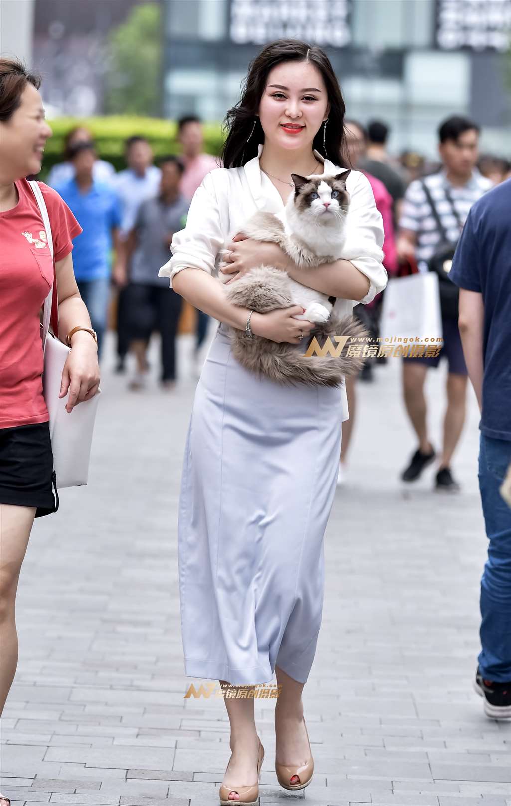 图片[1]-左手倒影赛帖：大气唯美的美女与她可爱的宠猫猫-街拍流行馆